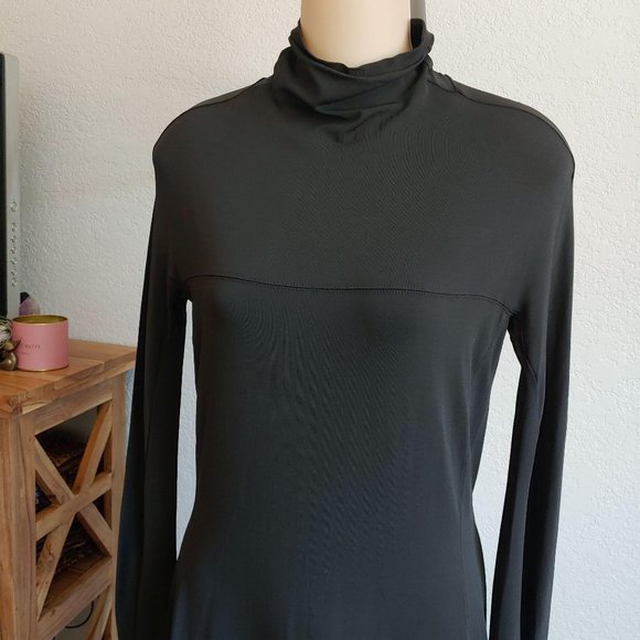 ‘S MaxMara DRESS MEDIUM Turtleneck Knee Length Brown Long Sleeve Sheer Luxury - Picture 4 of 10